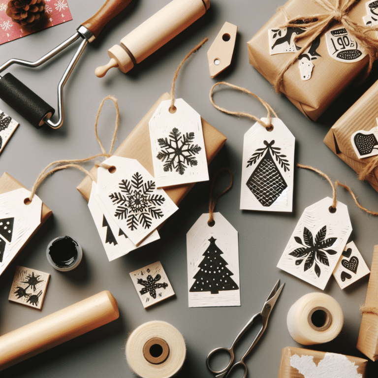 DIY Linocut Gift Tags for Holidays