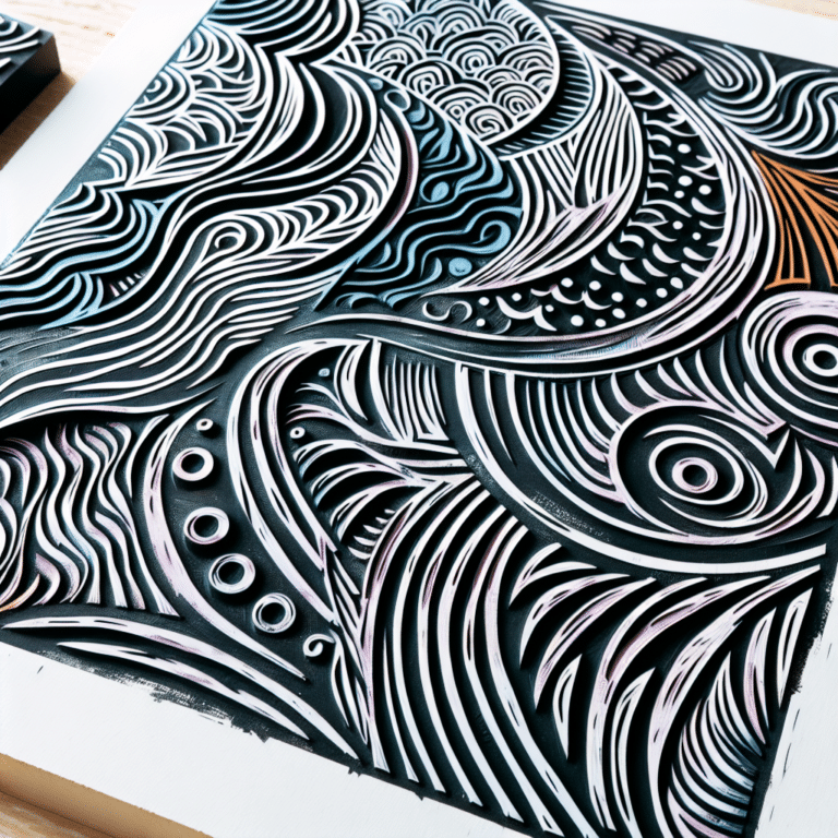 Step-by-Step Abstract Pattern Linocut