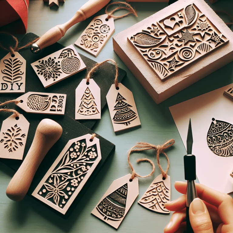 DIY Linocut Gift Tags for Holidays
