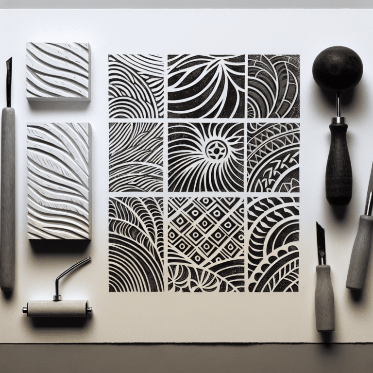 Step-by-Step Abstract Pattern Linocut